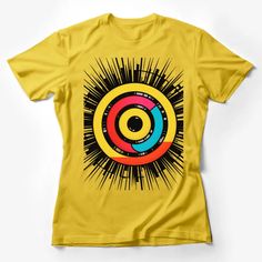 Abstract Sunburst Graphic Tee, Vibrant Colorful Circle Design, Unisex T-Shirt for Casual Wear Female T-Shirt Custom graphic T-Shirt.Customize your color Designer Graphic Tees, Colorful Circle, Fashion Typography, Smile Design, Statement Shirt, Casual Summer Shirts, Friends Shirt, Art Shirts, Pride Shirts