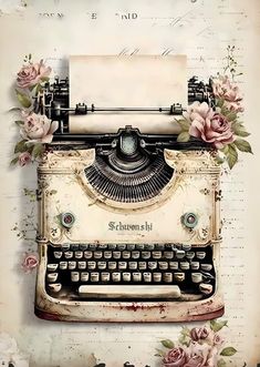 an old fashioned typewriter with roses on it and the words southern usa written below