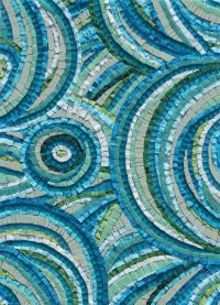 an artistic blue and green mosaic tile design