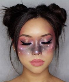 Galaxy makeup Nem Halloween Makeup, Celestial Makeup, Cosmic Woman, Alien Make-up, Costume Makeup Tutorial, Make Up Diy, Makeup Zombie