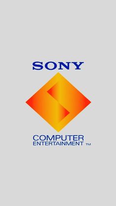 the logo for sony computer entertainment, with an orange and blue diamond in the center