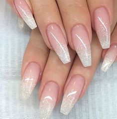 Ombre Nails Glitter, Ombre Acrylic Nails, Ombre Nail Designs, Nail Art Ombre, Shiny Nails, Nails Wedding, Nail Art Wedding, Sparkle Nails, Ideas Nails