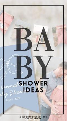 an image of a baby shower with the words, baby shower and photos on it