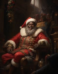 a man dressed as santa claus sitting in a chair