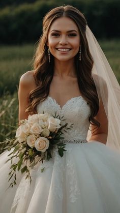 a woman in a wedding dress holding a bouquet