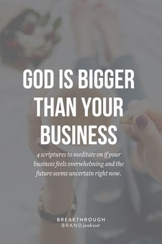 a person holding a pen in their hand with the words god is bigger than your business