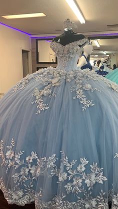 Blue A-line Prom Dress Ball Gown Evening Dress Baby Blue Quinceanera, Lavender Quinceanera, Xv Dresses, Prom Dress Ball Gown, Quinceanera Themes Dresses, Dresses Lavender, Quinceñera Dresses, Dresses Quince, Quinceanera Dresses Pink