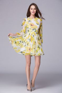 Shop affordable summer floral print chiffon short weeding guest dress with sleeves online. Free Shipping and Custom-made. Pro since 2009. Weeding Guest Dress, Short Frocks, Chiffon Dress Short, Floral Frocks, Frock Fashion, White Maxi Skirts, Chiffon Shorts, Fashion Top Outfits, Dress With Sleeves