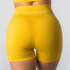 New With Tags, Alphalete Shorts, Size Xl Script Logo, Dance Videos, Simple Way, Fast Delivery, Womens Shorts, Tags, Yellow, Women Shopping, Color