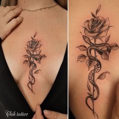 Underboob Tattoo Designs, Tattoo Chest, Rose Tattoos For Women, Tattoo Water, Muster Tattoos, Chest Tattoos For Women, Spine Tattoos For Women, Pretty Tattoos For Women, Dope Tattoos For Women