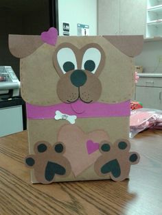 a paper bag that has a dog on it