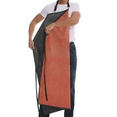 a man is holding an apron over his shoulder