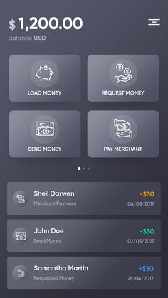 an app showing the amount of money available