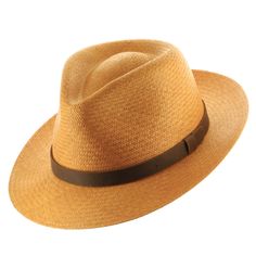 A man of mystery and undeniable style. Designed to help you keep your cool in any situation, with a padded comfort sweatband of exceptional breathability. Made of straw and is the color of toasted wheat, finely handwoven in Ecuador, and completed in the USA with a deep mocha leather hatband. Summer discoveries are waiting. Grab your hat, and get started. Brim width: 2 3/8 Inches Crown Height: 4.5" Inches Brim and crown measurements may vary slightly since this product is handwoven Fitted Casual Straw Hat Bands, Casual Fitted Straw Hat Bands, Classic Straw Hat With Adjustable Fit For Outdoor, Classic Outdoor Straw Hat With Adjustable Fit, Fitted Brown Casual Straw Hat, Fitted Brown Straw Hat Casual, Fitted Casual Brown Straw Hat, Classic Adjustable Straw Hat For Outdoor, Lightweight Brown Panama Hat For Outdoor