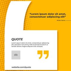 a yellow and white flyer with the words quote on it