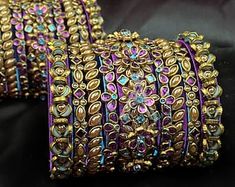 Silkt Thread Bridal Bangles - Etsy Traditional Purple Bracelets For Festivals, Traditional Adjustable Purple Bangle, Traditional Purple Bangle For Festive Occasions, Traditional Purple Bracelets For Festive Occasions, Traditional Purple Bracelet For Festive Occasions, Festive Traditional Purple Bangle, House Crafts, Silk Thread Bangles, Fancy Jewellery Designs