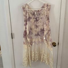 Nwt Sheer Mesh And Crochet Lace Open Front Vest In Purple And Cream Embroidered Measurements Are Guaranteed. Length Is Measured From Center Of Back Neck Chest 30" Length 34" Purple Outerwear For Spring Layering, Spring Purple Outerwear For Layering, One Size Purple Top For Spring, Accessories Styling, Back Neck, Crochet Lace, Front Open, Clothes Accessories, The Artist