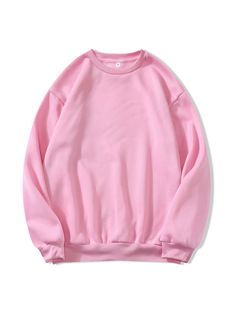 Pullover unicolor con forro térmico | SHEIN USA Pink Crewneck Sweatshirt, روتين العناية بالبشرة, Pink Crewneck, Round Neck Sweatshirts, Women Hoodies Sweatshirts, Pink Sweatshirt, Pink Sweater, Women Pullover