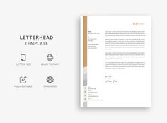 a letterhead and business card mock up on top of each other with different icons