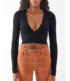 From BDG Urban Outfitters&#x2C; this crop top features:V-necklineLong sleevesRibbed fabricCropped silhouettePull-on stylingPolyamide/elastaneMachine wash&#x2C; line dryImported. Urban Outfitters Josie Top, Trendy V-neck Crop Top For Fall, Fall Trendy V-neck Crop Top, Trendy Fitted V-neck Crop Top, Versatile Cropped Seamless Tops, Chic V-neck Crop Top For Fall, Versatile Seamless Cropped Top, Seamless Tops For Fall, Versatile Fitted V-neck Crop Top