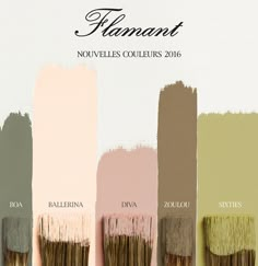 the different shades of paint are shown in this color scheme for furniture and home decor