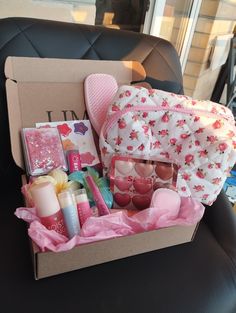 an open box filled with personal care items