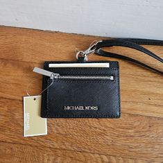 New With Tags Id Lanyard, Michael Kors Accessories, Kors Jet Set, Key Card Holder, Michael Kors Black, Card Holders, Michael Kors Jet Set, Jet Set, Lanyard