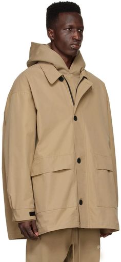 Tan Cotton Jacket by Essentials on Sale Essentials Clothing, Fear Of God Essentials, Tan Jacket, Polyester Jacket, Twill Jacket, Fear Of God, Mens Essentials, Clothing Essentials, Cotton Jacket