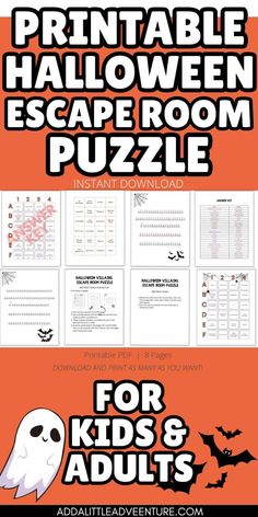 the printable halloween escape room puzzle for kids and adults with instructions to make it