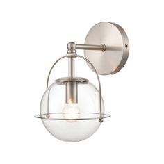 a light fixture with a glass ball on it