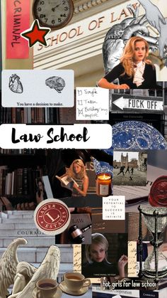 a collage of photos with the words law school