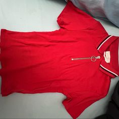 Never Worn Trendy Half-zip Top With Zipper Closure, Casual Red Half-zip Top, Cropped Polo, Urban Outfitters Tops, Half Zip, Urban Outfitters, Crop Tops, Womens Tops, Red