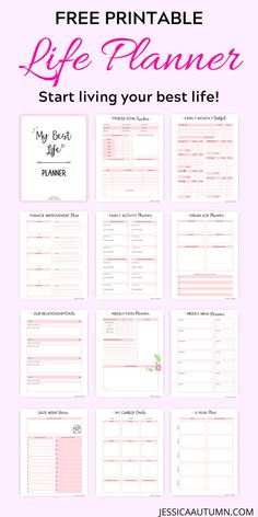 FREE PRINTABLE MY BEST LIFE PLANNER planningprintables #printableplannerpages #customteacherplanners Printable Life Planner, Life Planner Printables, Planner Hobonichi, Filofax Organizer, Free Printables Organization, To Do Planner, Life Binder, College Organization