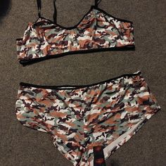 Camo Top And Bottom Lingerie Set Brand New Never Worn Pay Check, Camo Top, Green Cream, Lingerie Set, Women's Intimates, Camouflage, Camo, Lingerie, Plus Size