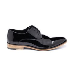 Patent Leather Wood Sole | The Black Tux Casual Dress Shoes With Patent Leather And Leather Sole, Modern Black Dress Shoes With Glossy Finish, Classic Patent Leather Dress Shoes For Spring, Patent Leather Dress Shoes With Leather Sole For Spring, Modern Black Glossy Finish Dress Shoes, Spring Patent Leather Dress Shoes With Leather Sole, Sleek Patent Leather Dress Shoes With Round Toe, Black Glossy Finish Dress Shoes With Round Toe, Black Dress Shoes With Glossy Finish And Round Toe