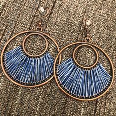 As Shown In Photos. Comes Brand New In Packaging. Blue Bohemian Earrings For Spring, Casual Blue Earrings For Spring, Blue Casual Jewelry For Spring, Casual Blue Jewelry For Spring, Casual Blue Earrings For Summer, Casual Blue Summer Earrings, Blue Earrings For Beach In Spring, Juicy Couture Earrings, Earring Hoops