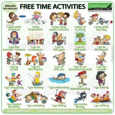 an english poster showing different activities for children