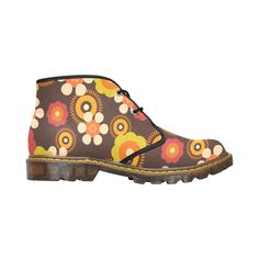 70's Groovy Mod Daisy, Flower Power Hippie Women Boots Our hipster boots will make a fashionable statement no matter where you go. Please allow up to 2 weeks for delivery. These are custom made just for you! Type: Nylon Canvas, Translucent GUM RB outsole, Round Toe, for Women Designed for fashion women, stylish and personalized. High quality nylon canvas upper offers comfortable and durability. Soft inner with canvas lining, 4 mm breathable foam insole. Translucent GUM RB outsole, good slip resi Retro Ankle-high Boots For Fall, Vintage Multicolor Boots For Fall, Brown Floral Print Boots For Fall, Retro Multicolor Boots With Round Toe, Retro Multicolor Round Toe Boots, Bohemian Round Toe Boots With Floral Print, Vintage Ankle Boots For Spring, Bohemian Floral Print Round Toe Boots, Multicolor Retro Boots For Fall