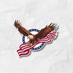 an eagle with the american flag on it