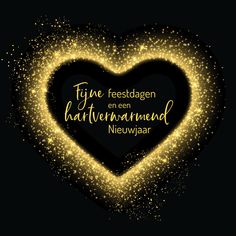 a heart shaped frame with the words happy new year written in german and gold glitters