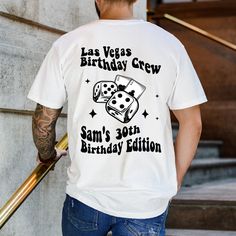 "Las Vegas 40th 30th 50th Birthday Shirt / Group Matching Shirts Birthday Crew Gambling Shirts Casino Birthday Trip TShirt Vegas   BD24 Featuring a sleek design and bold Las Vegas-inspired graphics, our Las Vegas 50th Birthday Shirt will make you the center of attention as you hit the town. Whether you're enjoying a show, trying your luck at the casinos, or enjoying a night out with friends, this shirt will ensure you look and feel fantastic. Crafted with comfortable and high-quality materials, our Las Vegas 50th Birthday Shirt guarantees a comfortable fit that allows you to dance the night away and make unforgettable memories. So, gather your loved ones, put on your birthday shirt, and let the Vegas festivities begin! 💙How To Order?🧡 𝟏. Choose your shirt Size, 𝟐. Choose your shirt Col Casual White Shirt For Anniversary, White Casual Shirt For Anniversary, Casino Birthday, Vegas Birthday, Las Vegas Party, Travel Tshirt, Group Matching, 40th Birthday Shirts, Vegas Party