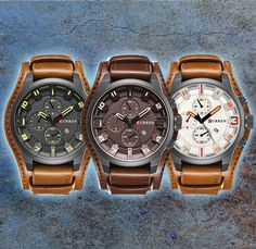 Leather Strap Luxury Men's Quartz Watch. Modern wristwatch with Brown color leather band available in three different styles this cool wristwatch will renew every modern Man's lifestyle. Great gift idea for adventurous Men who have a wanderlust for outdoor activities. Adventurous Men, Auto Date, Watch Luxury, Viking Style, Viking Warrior