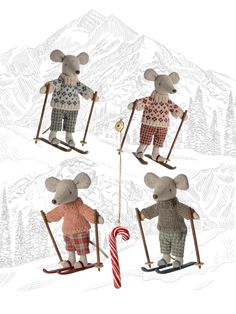 Maileg Skiing Bundle Weston Table Maileg Christmas Tree, Maileg Christmas Decoration, Maileg Mouse Halloween, Maileg Christmas Pattern, Maileg Mice Clothes Pattern, Candy Cane Ornament, Gift With Purchase, Modern Life, Bar Design