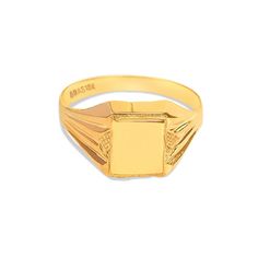 Handcrafted solid 10k Gold fancy Square Pinky Signet Ring. Women's square signet ring is available in solid 10k Yellow, Rose, or White Gold. Personalize your accessories collection with our engraveable solid gold signet ring, featuring a classic heirloom design. Design your own in 10k yellow, white, or rose gold. Handcrafted in Toronto, Canada by our expert in-house jewellers.  *Available in 10k yellow, white, or rose gold *Available in 14k or 18k yellow, white, or rose gold upon request *Handcrafted in Toronto Canada 🇨🇦 *Engraving costs an addition $17 for 1 letter. This piece is handmade-to-order and will be fulfilled within 3-10 business days. Is your order a time sensitive gift? For any specific or urgent requests, please email info@miscjewellery.com before placing your order. ABOUT Affordable Fine Jewelry, Pinky Signet Ring, Stone Engraving, Gold Signet Ring, Accessories Collection, Pinky Ring, Toronto Canada, Design Design, Yellow Rose