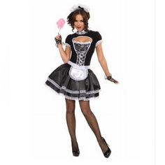 Brand New In Original Packaging. Includes A French Maid Dress With Back Button Closure And Front Lacing, Lace Tie On Apron, And Lace Headband Accessory. One Size Fits Most. Very Stretchy Bodice Material. According To The Manufacturer, This Dress Fits Up To Size 14/16, But I Believe It's Best Up To Size 12. French Maid Halloween, Maid Outfit Cosplay, Maid Halloween, Wench Costume, French Maid Dress, Baby Cosplay, Maid Lingerie, Pirate Wench Costume, Outfits 2000s