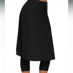 Micosuza Long Swim Skirt With Attached Leggings Modest Sun Protection Sports/Swim Skirt For Women Black Skirt With Built-in Shorts For Beach, High Waist Stretch Swim Skirt With Lining, High Waist Stretch Lined Swim Skirt, Fitted Knee-length Vacation Bottoms, High Waist Black Swim Skirt For The Beach, Skirted Bottoms For Swimming Beachwear, High Waist Solid Swim Skirt With Lining, High Waist Lined Swim Skirt, High Waist Solid Color Lined Swim Skirt