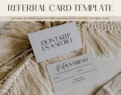 two business cards with the words refer card template