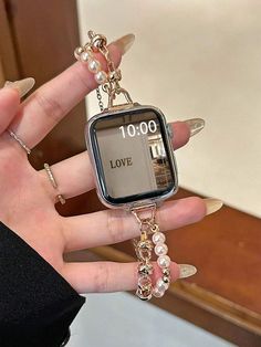 Type:Watch Accessories \nColor:White \nMaterial:Stainless Steel \nApplicable Brand:Apple \n Fancy Watches, White Pearl Bracelet, Faux Pearl Bracelet, Apple Watch Ultra, Apple Watch Accessories, Jewelry Accessories Ideas, Watch Ultra, Couple Jewelry, Jewelry Lookbook