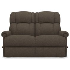 the reclining loveseat with two seats and headrests in brown fabric