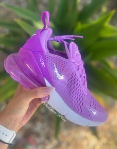 Air Max 270encrusted with Swarvoski crystals💎✨ COLOR: purple Please consider different lightings may have a different effect on photos  - SIZING : **True to size  They are in girls sizes that are equivalent to women's sizes.. for a looser fit size up a half size  PLEASE KNOW YOUR SIZE IN THIS SHOE - no returns/exchanges. No acceptions Shipping:  2-3 weeks at the latest! Tie Sneakers, Nike Fashion Shoes, All Nike Shoes, Cute Nike Shoes, Fresh Shoes, Cute Nikes, Nike Shoes Women, Womens Tie, Tie Shoes